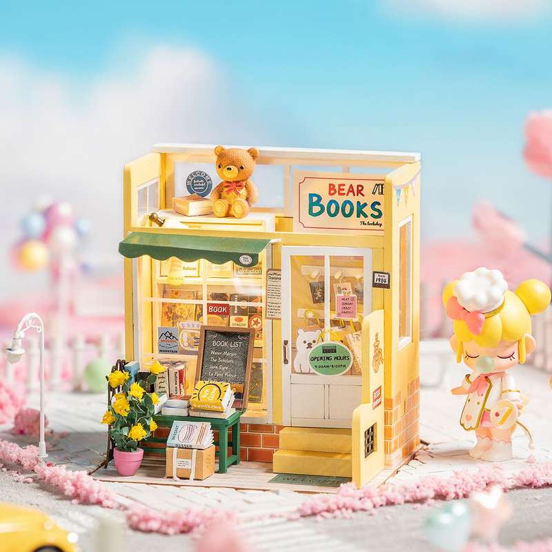 Robotime Mind-Find Bookstore DIY Miniature Dollhouse