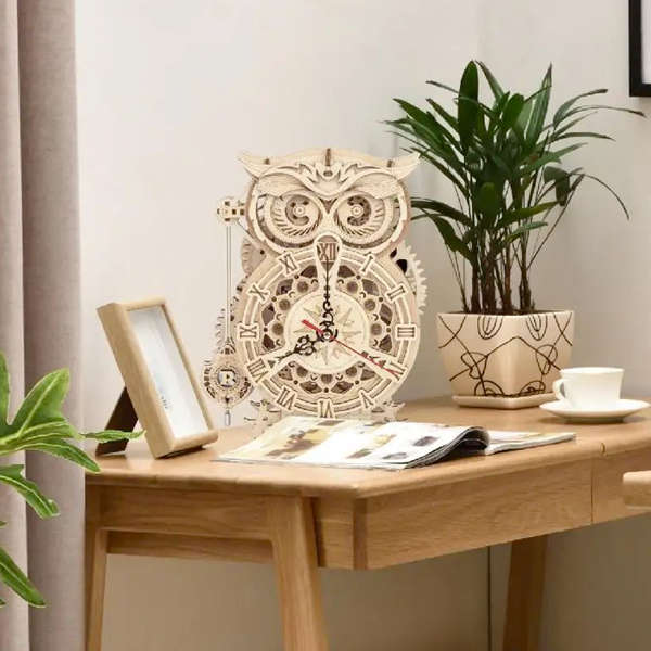 Robotime Owl Clock Mechanical Gears 3D Wooden Puzzle 161 Piece