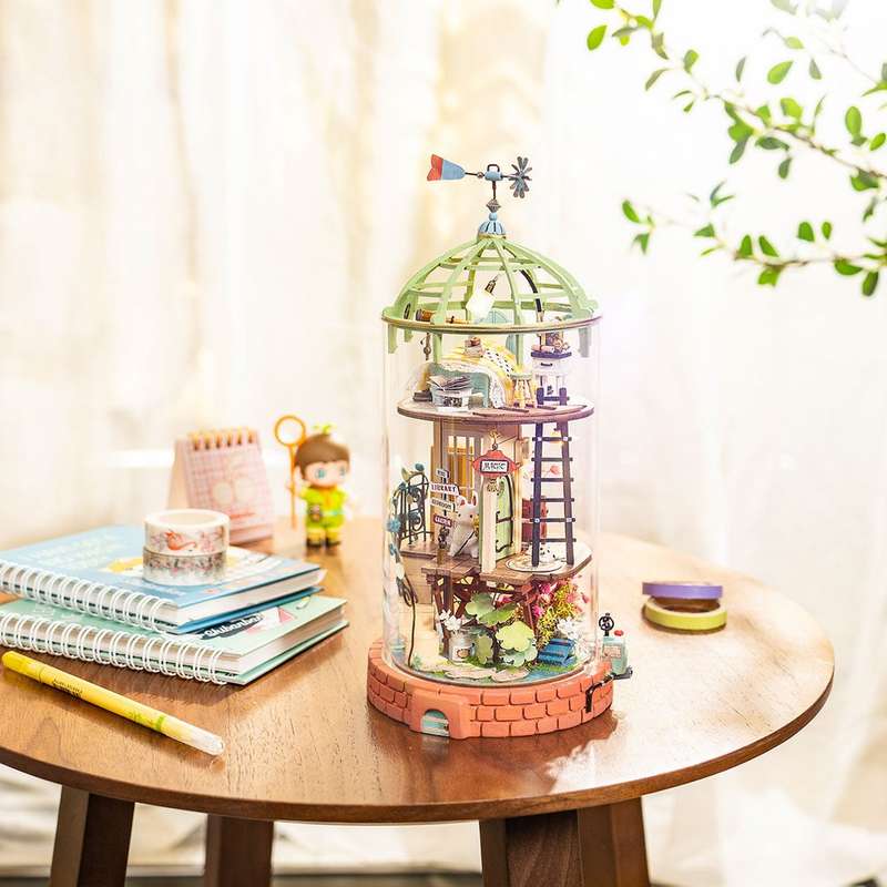 Robotime DIY Glass Domed Loft Miniature Dollhouse Kit