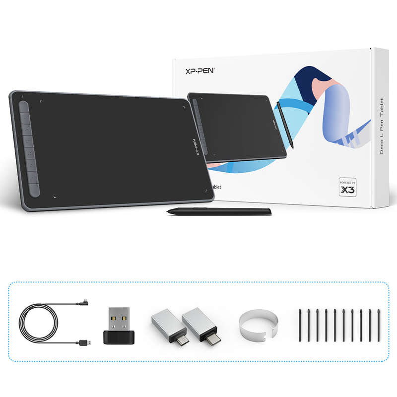 XPPen Deco LW Wireless Graphics Drawing Tablet Black