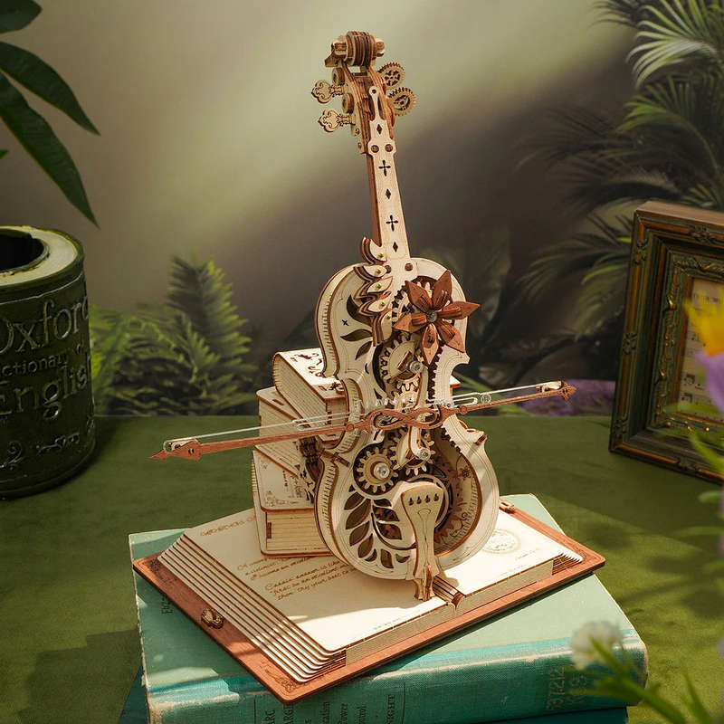 Robotime Magic Cello Mechanical Music Box 3D Wooden Puzzle
