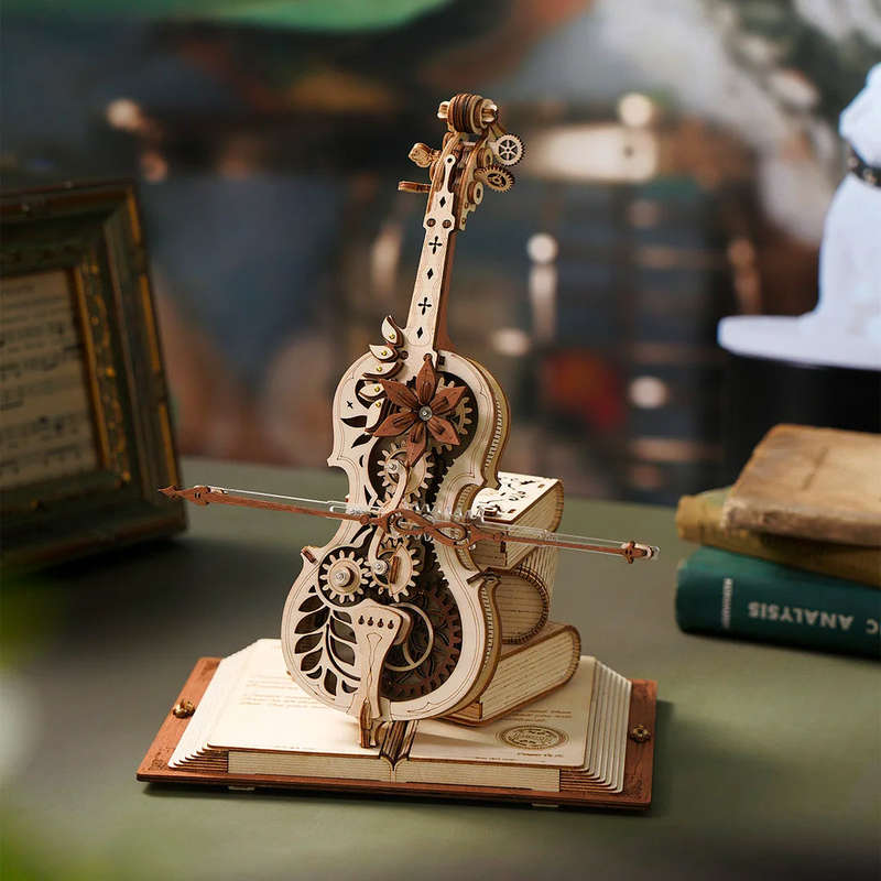 Robotime Magic Cello Mechanical Music Box 3D Wooden Puzzle