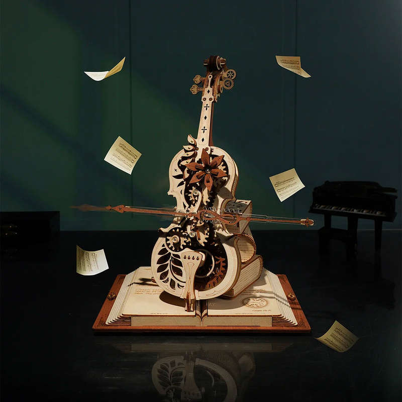 Robotime Magic Cello Mechanical Music Box 3D Wooden Puzzle