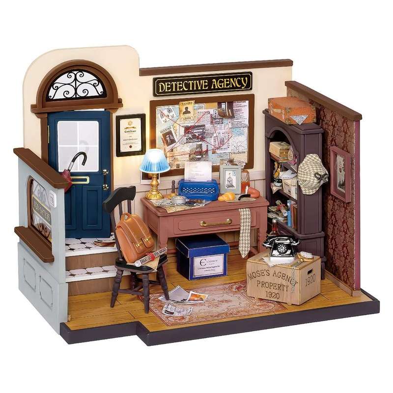 Robotime Mose's Detective Agency DIY Miniature Dollhouse Kit