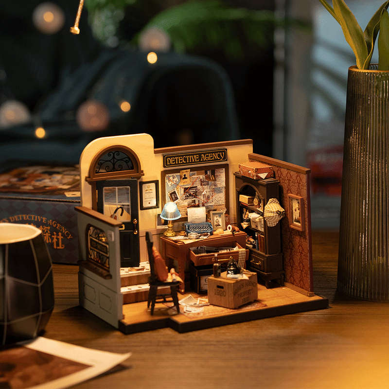 Robotime Mose's Detective Agency DIY Miniature Dollhouse Kit