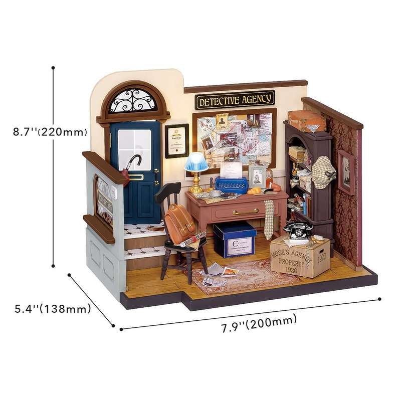 Robotime Mose's Detective Agency DIY Miniature Dollhouse Kit