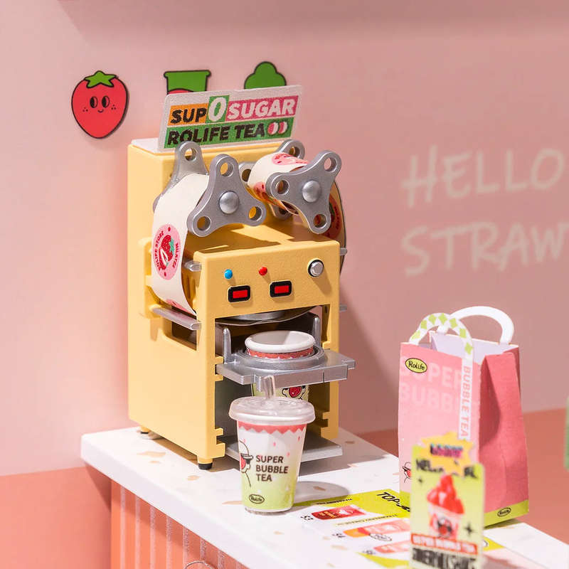 Robotime Super Creator Double Joy Bubble Tea Plastic DIY Miniature Dollhouse Kit