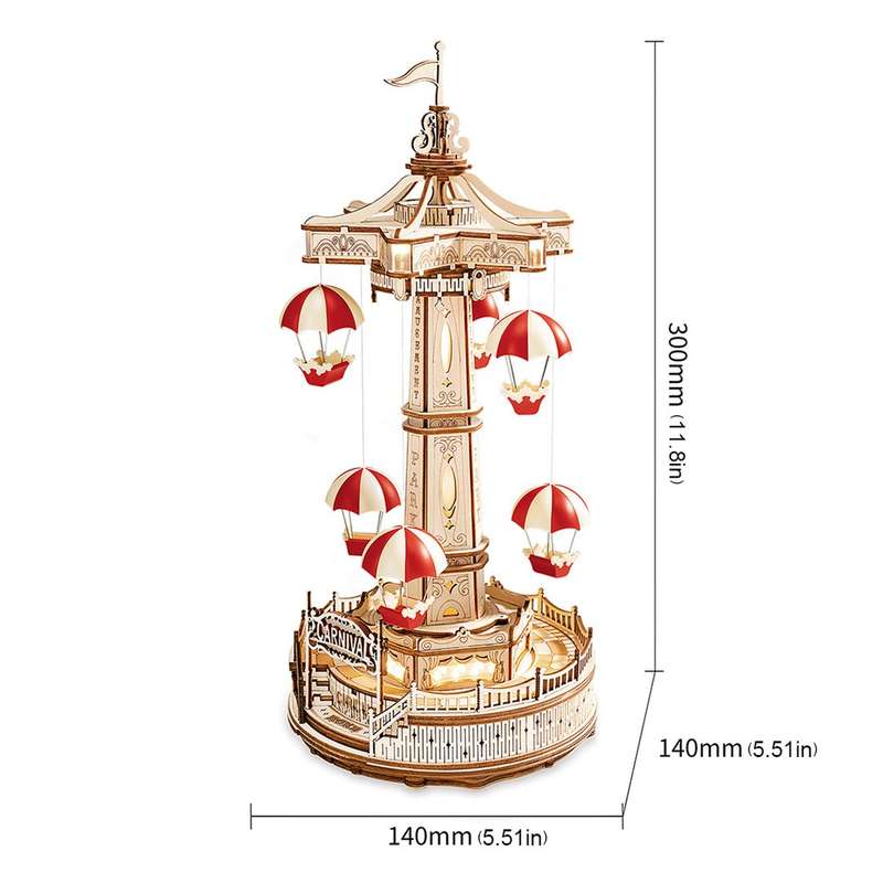 Robotime Parachute Tower DIY Music Box 3D Wooden Puzzle
