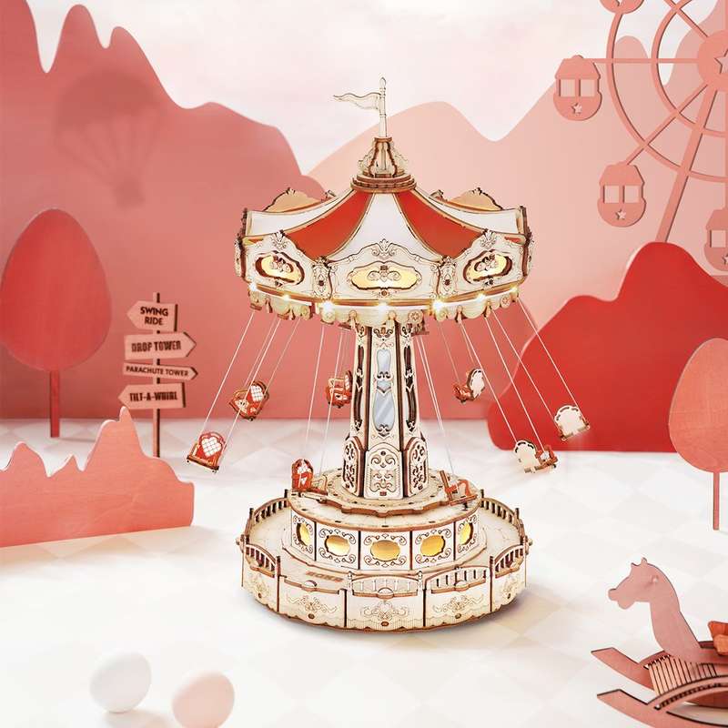 Robotime Swing Ride DIY Music Box 3D Wooden Puzzle
