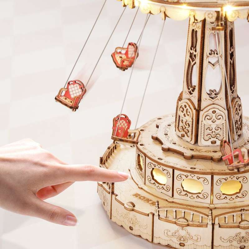 Robotime Swing Ride DIY Music Box 3D Wooden Puzzle