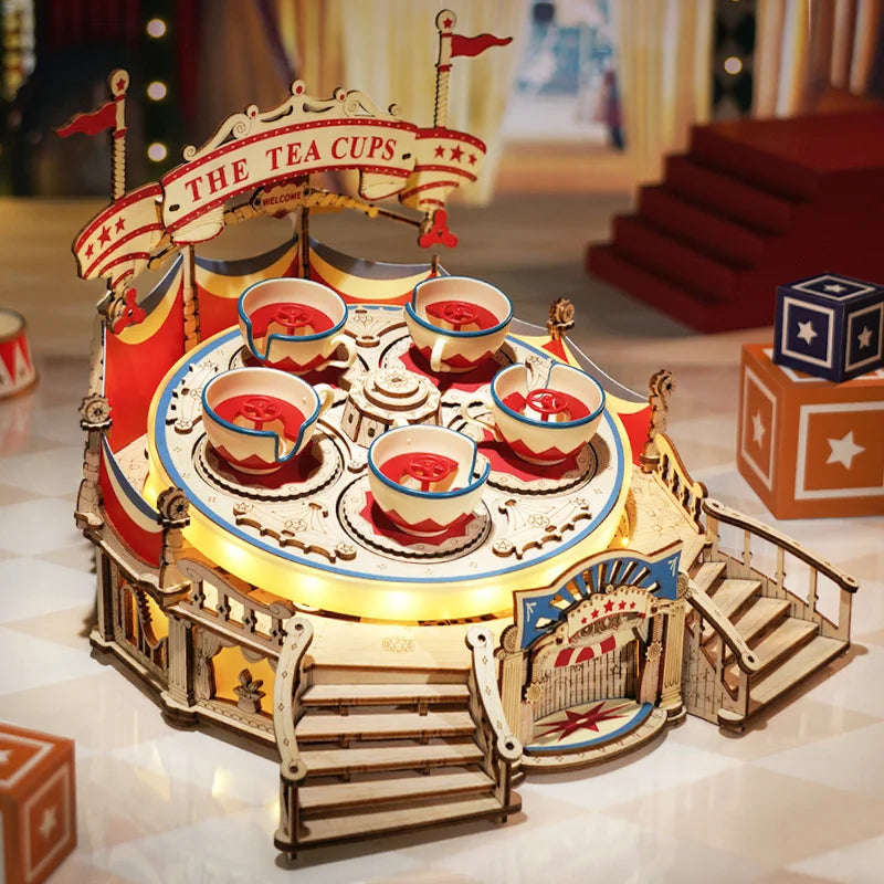 Robotime Tilt-A-Whirl DIY Music Box 3D Wooden Puzzle