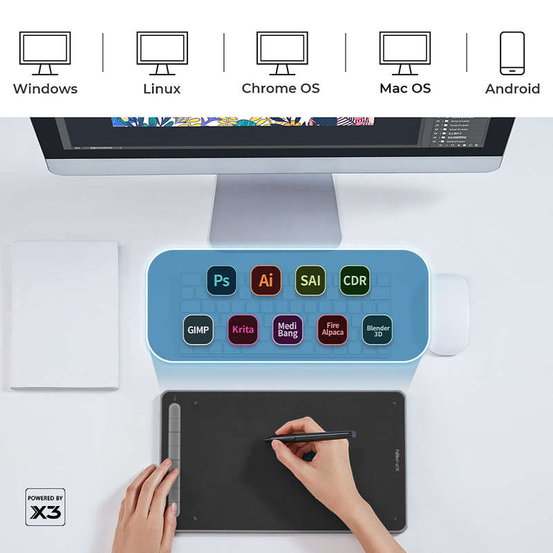 XPPen Deco LW Wireless Graphics Drawing Tablet Black