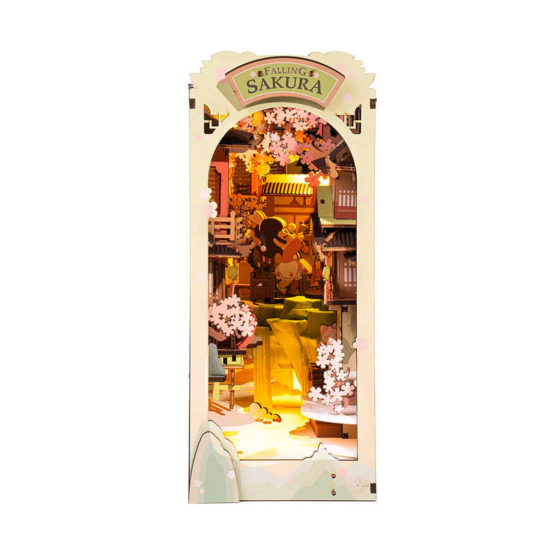 Robotime Falling Sakura DIY Book Nook Shelf Insert Miniature Dollhouse