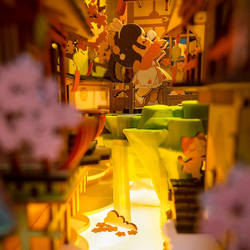 Robotime Falling Sakura DIY Book Nook Shelf Insert Miniature Dollhouse