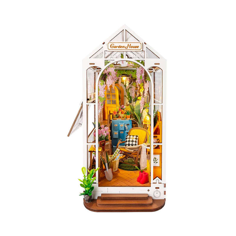 Robotime Holiday Garden House DIY Book Nook Shelf Insert Miniature Dollhouse