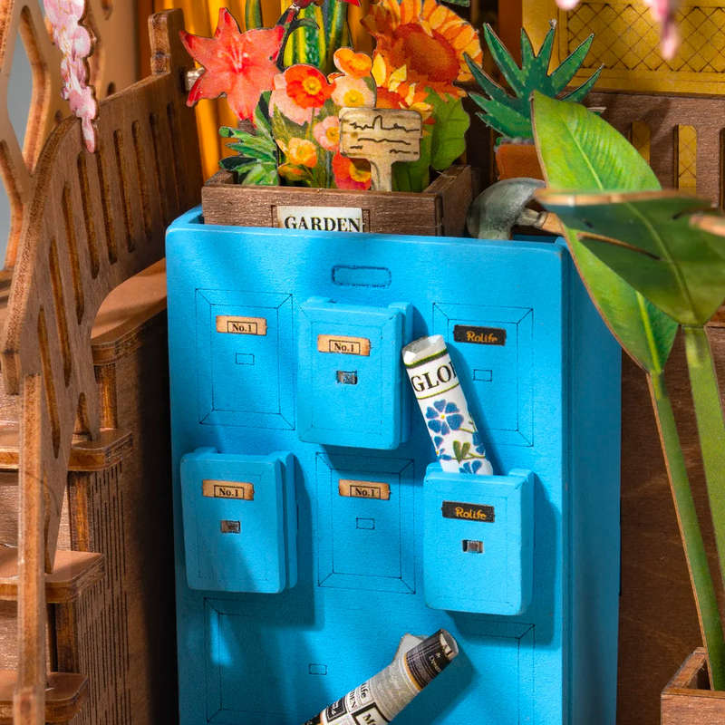 Robotime Holiday Garden House DIY Book Nook Shelf Insert Miniature Dollhouse