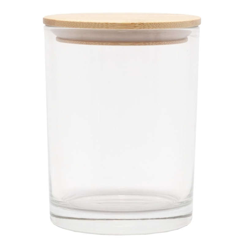 Clear Glass Candle Jar & Bamboo Lid