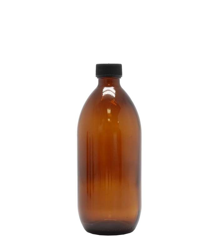 Amber Glass Generic Bottle With Screw Cap Black (28mm DIN Neck)