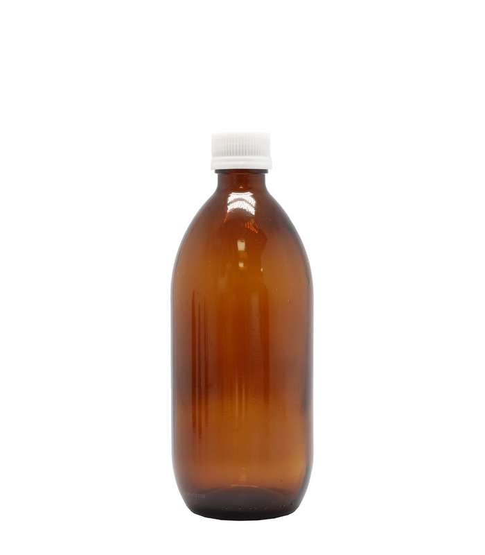 Amber Glass Generic Bottle With Tamper Proof Cap White (28mm DIN Neck)
