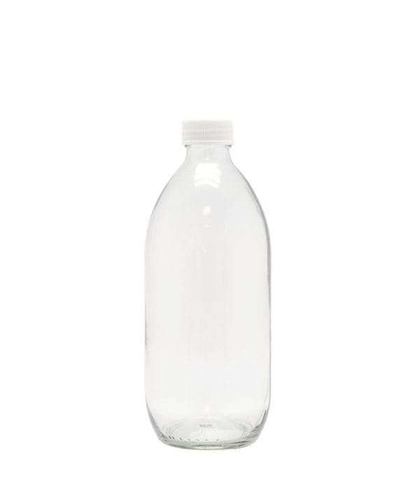 Clear Glass Generic Bottle With Screw Cap White (28mm DIN Neck)