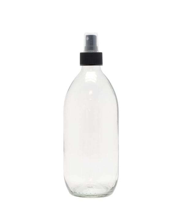 Clear Glass Generic Bottle With Black Atomiser/Mist Spray (28mm DIN Neck)