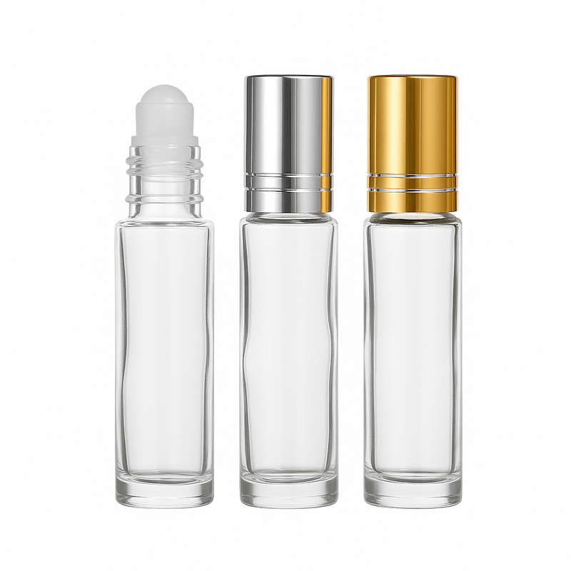 10ml Clear Glass Roll On Bottles  Gold or Silver Cap