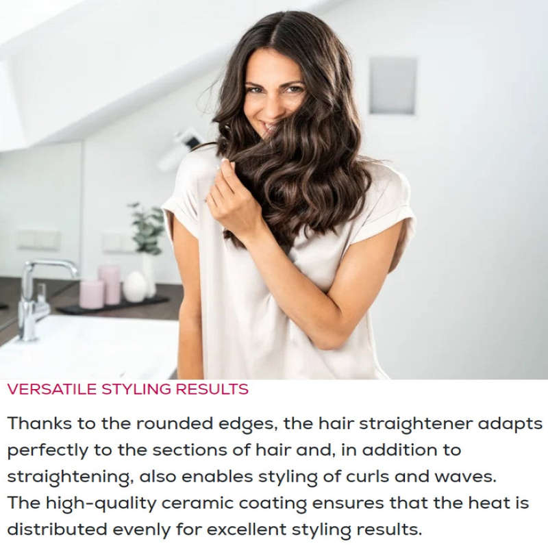 Beurer Germany Hair Straightener: Fast Heating & Gentle on Hair with Curl/Wave Option HS 15