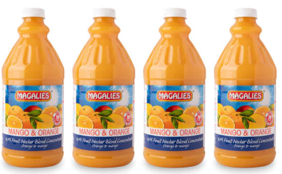 4 x MAGALIES 2 liter Mango & Orange 40% Concentrate (Sold 4 X 2L Per Case)