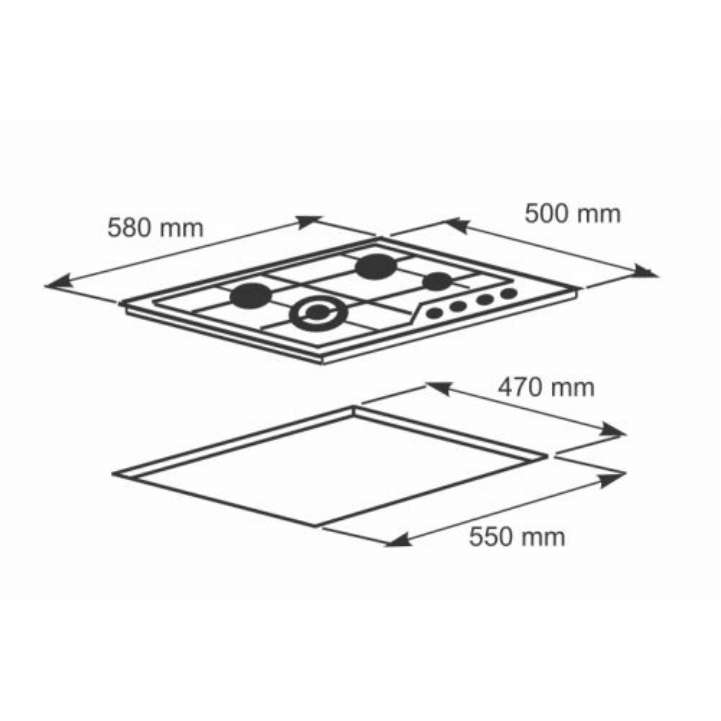 Alva 60cm 4-Burner Gas Hob - Stainless Steel