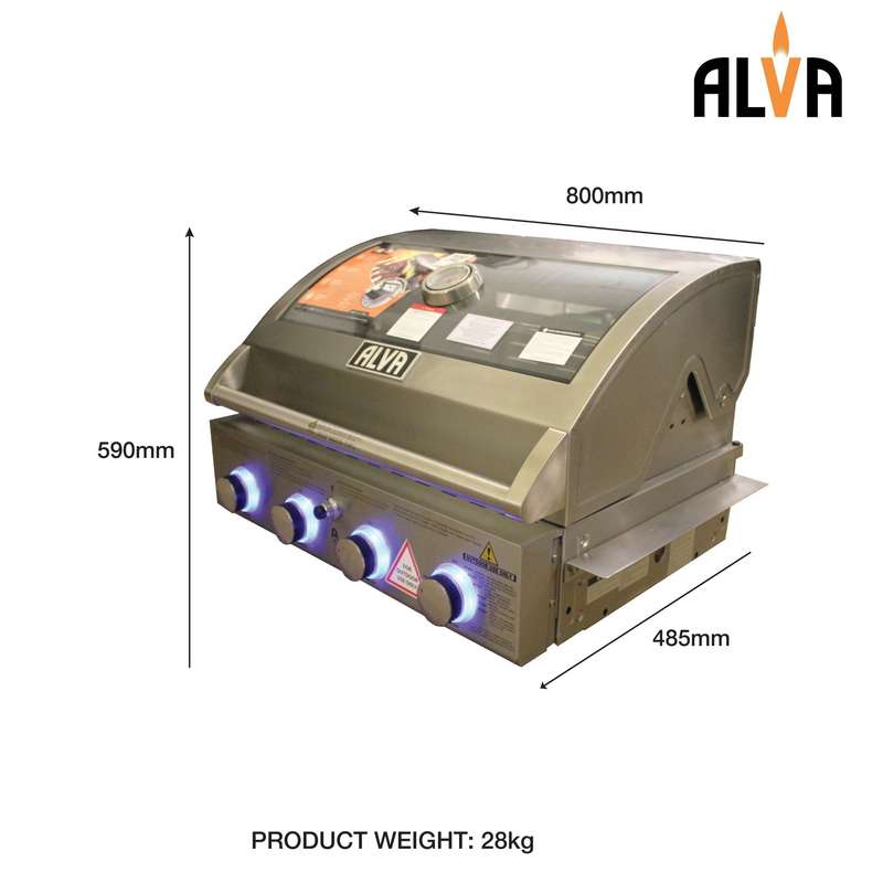Alva Mojave 4-Burner Glass Hood Drop-In Gas BBQ