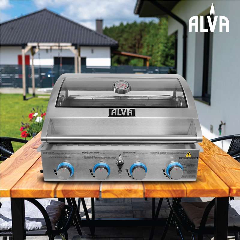 Alva Mojave 4-Burner Glass Hood Drop-In Gas BBQ
