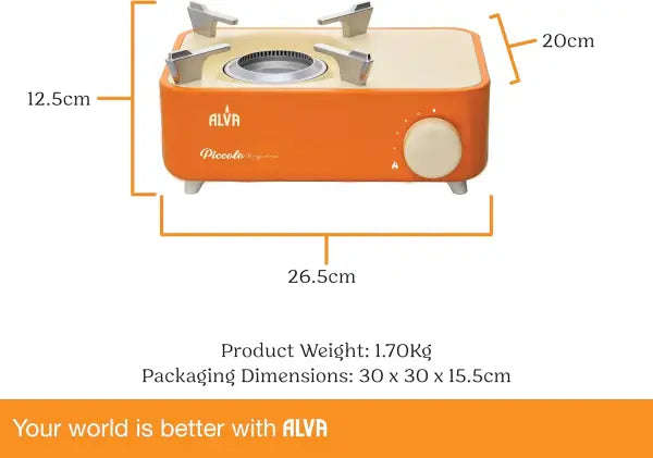 Alva Mini Butane Canister Stove with Carry Case (Tangerine Orange)