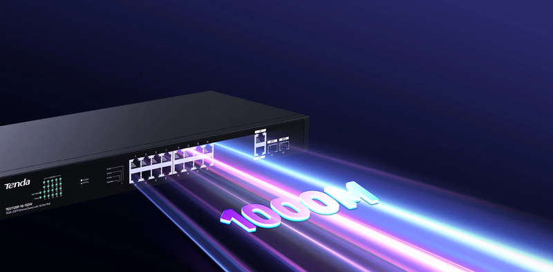 TENDA SWITCH ETHERNET 16-PORT POE 150W