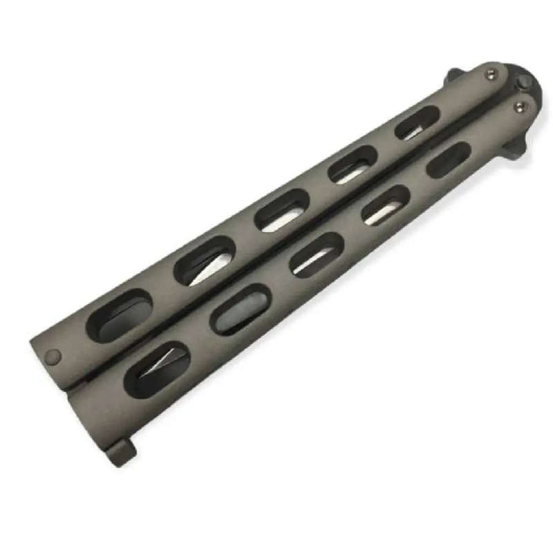 Butterfly knife silver skeletonized handle- 7128P