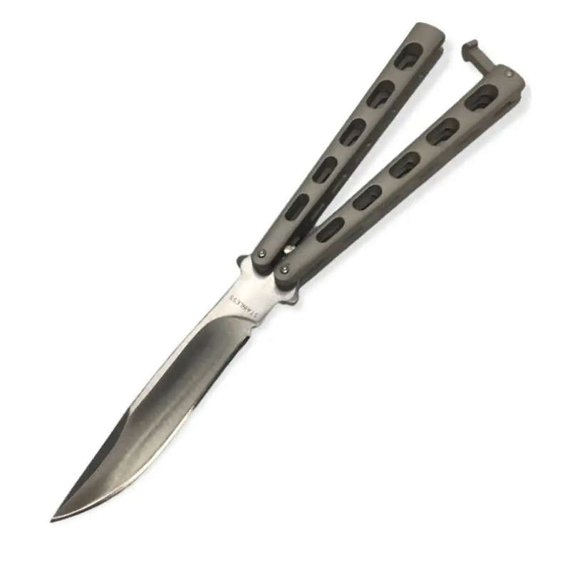 Butterfly knife silver skeletonized handle- 7128P