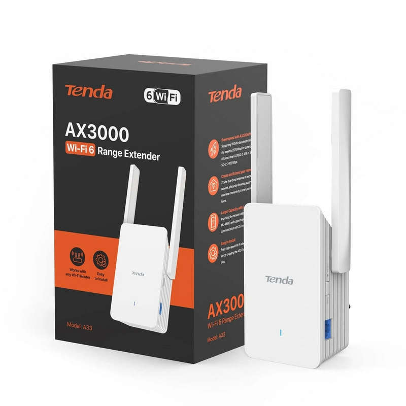 TENDA A33 RANGE EXTENDER WIFI 6 DUAL BAND