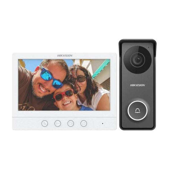 Hikvision 4-wire Hybrid HD analog intercom kit 720p HD video 3m IR 7" indoor station HikConnect s...