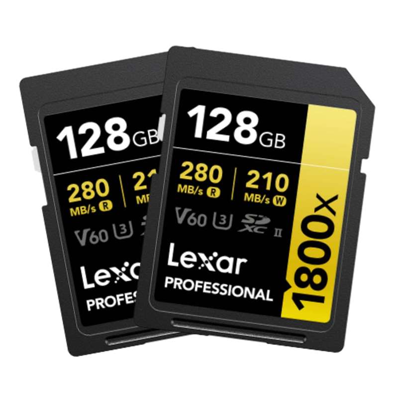 Lexar 128GB Professional 1800x UHS-II SDXC Memory Card (2 Pack)
