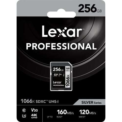 Lexar 256GB Professional 1066x UHS-I SDXC Memory Card (160MB/s, Silver Series)