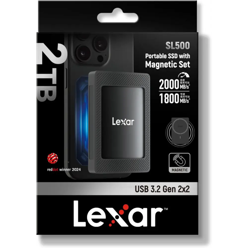Lexar 2TB SL500 USB3.2 Gen 2x2 Portable SSD with Magnetic Set