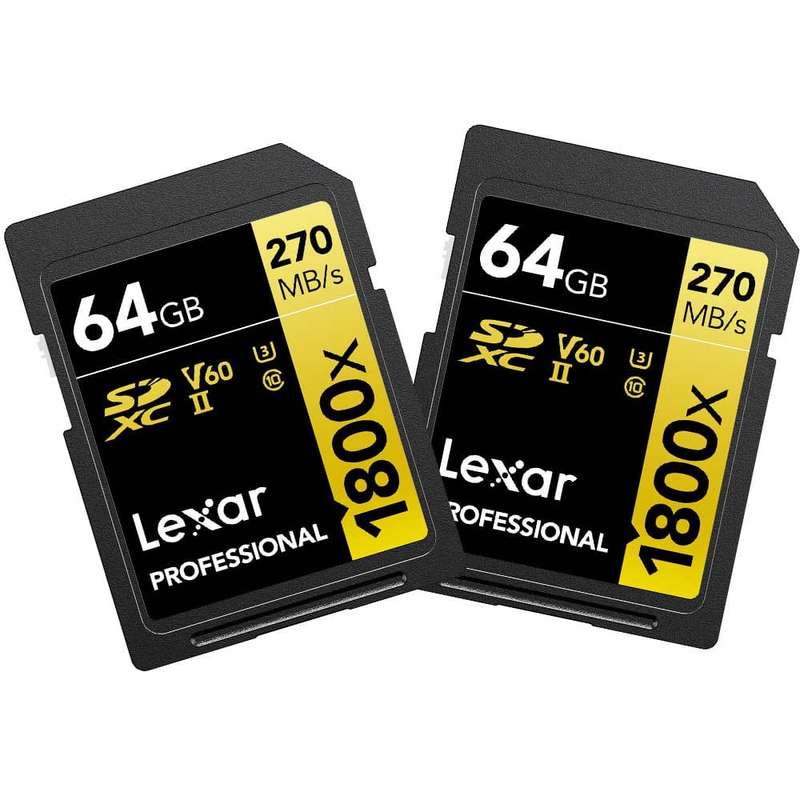 Lexar 64GB Professional 1800x UHS-II SDXC Memory Card (2 Pack)