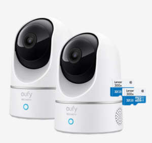 Eufy Indoor Cam 2K Twin Pack + 2 x Micro SD 32GB - Bundle