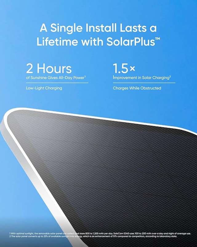 Eufy SoloCam S340 3K Wireless Outdoor Security Camera with Dual Lens and Solar Panel T81703W1