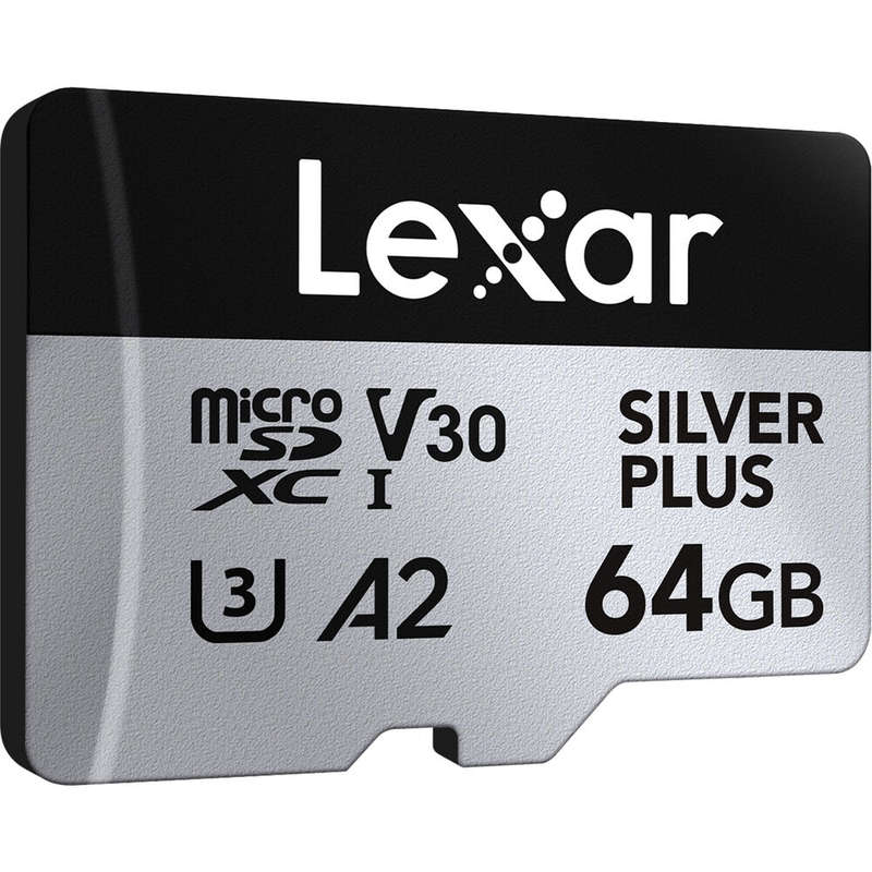 Lexar 64GB Professional SILVER PLUS UHS-I microSDXC Memory Card + SD Adapter
