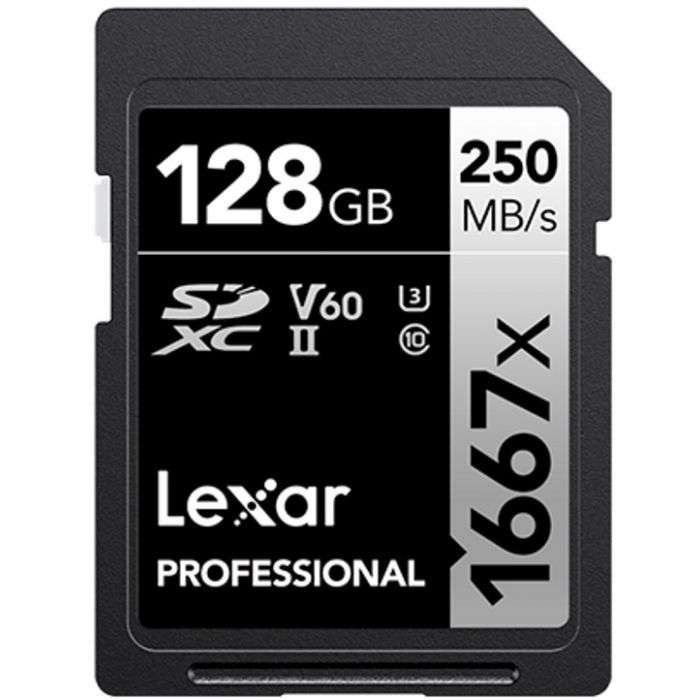 Lexar Proffesional 1667x 250MB/S UHS-II SDXC Memory Card - 128GB
