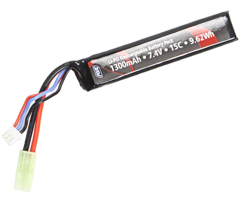 Stock Tube Battery LiPO 7.4V 1300mAh 15C