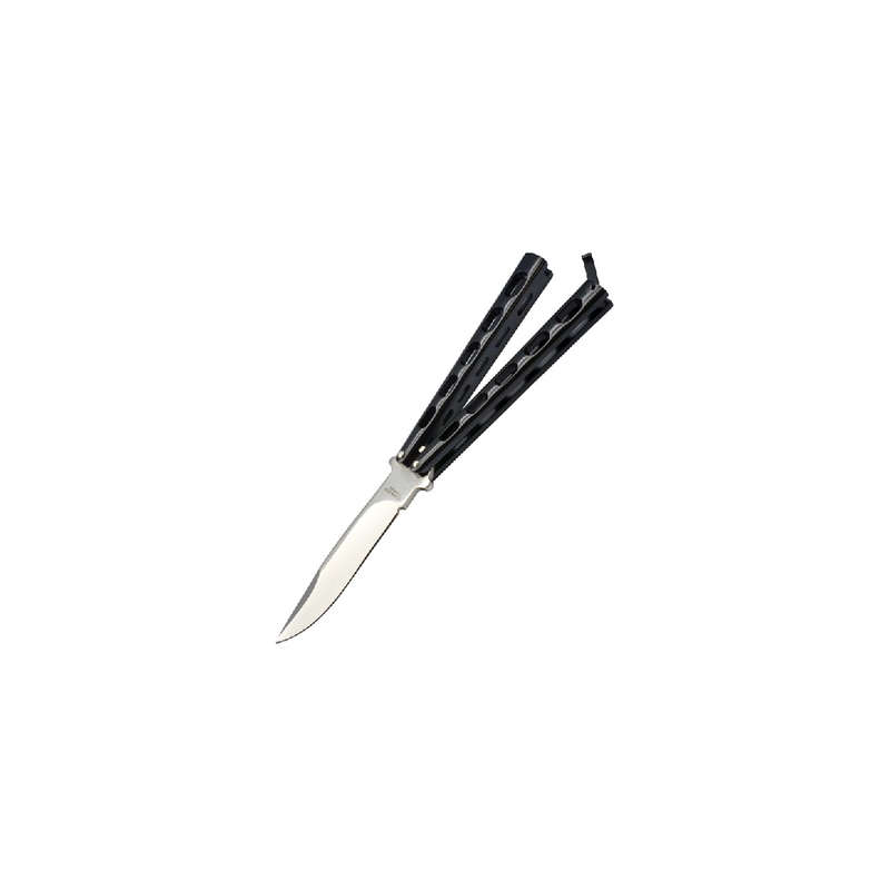 Butterfly knife matte black skeletonized handle