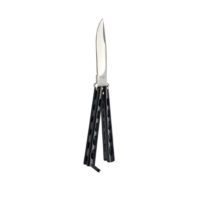 Butterfly knife matte black skeletonized handle