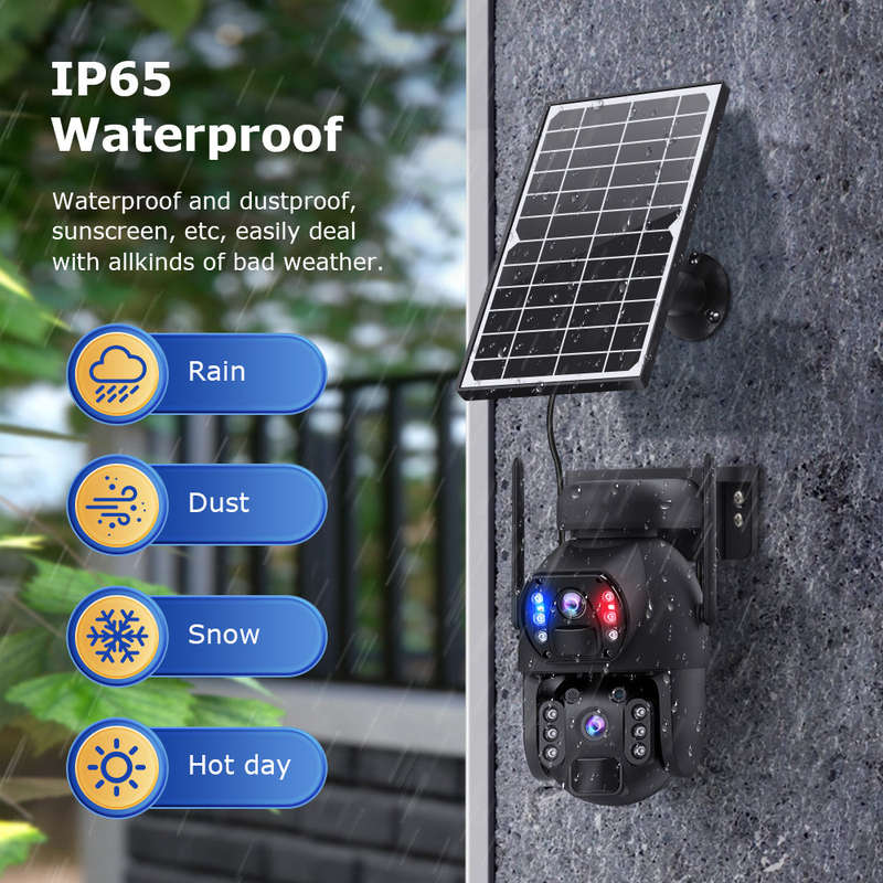 Andowl F599 4K Dual Lens Solar Camera IP66