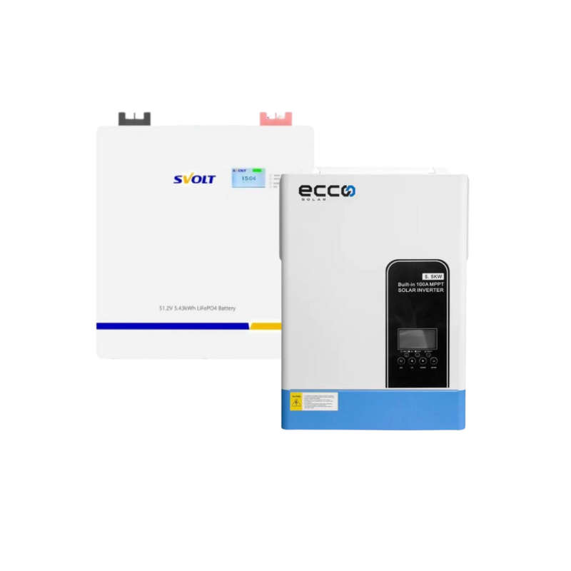 ECCO 5.5KVA / 5500W Hybrid Inverter Pure Sine Wave + SVOLT 5.43kWh A-Grade Lithium Battery